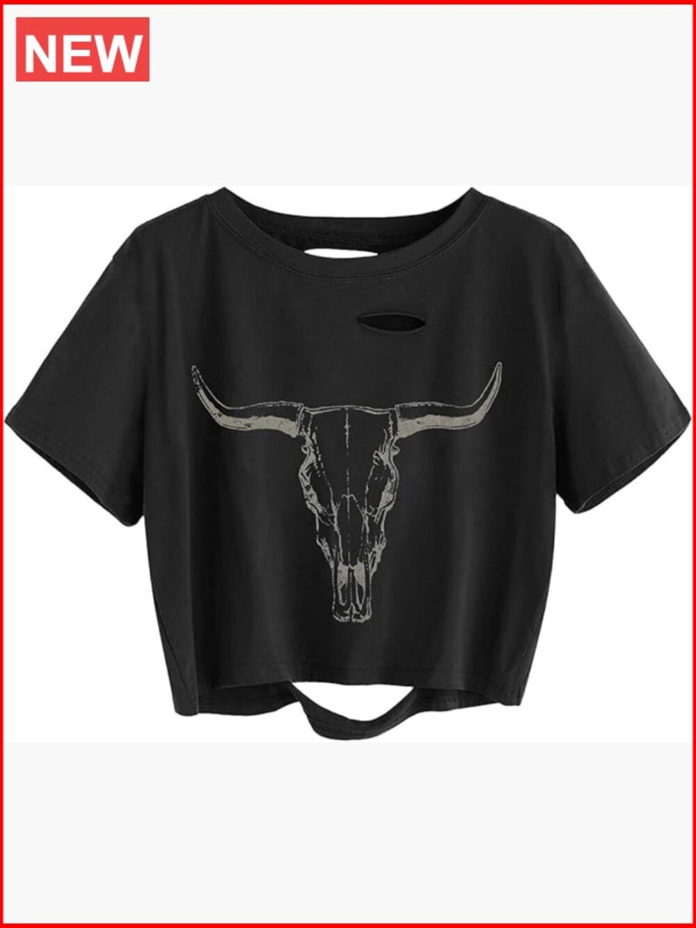 Women Country Music Graphic Distressed Crop Tee - Cotton Blend Short Sleeve Top - Picture 1 of 3